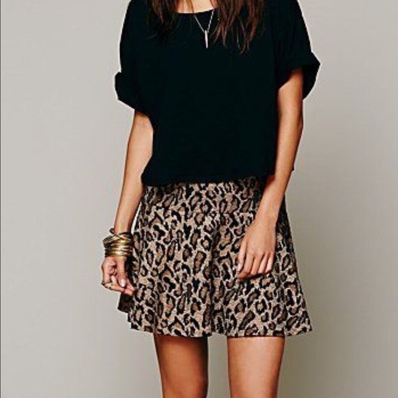 free people leopard print skirt